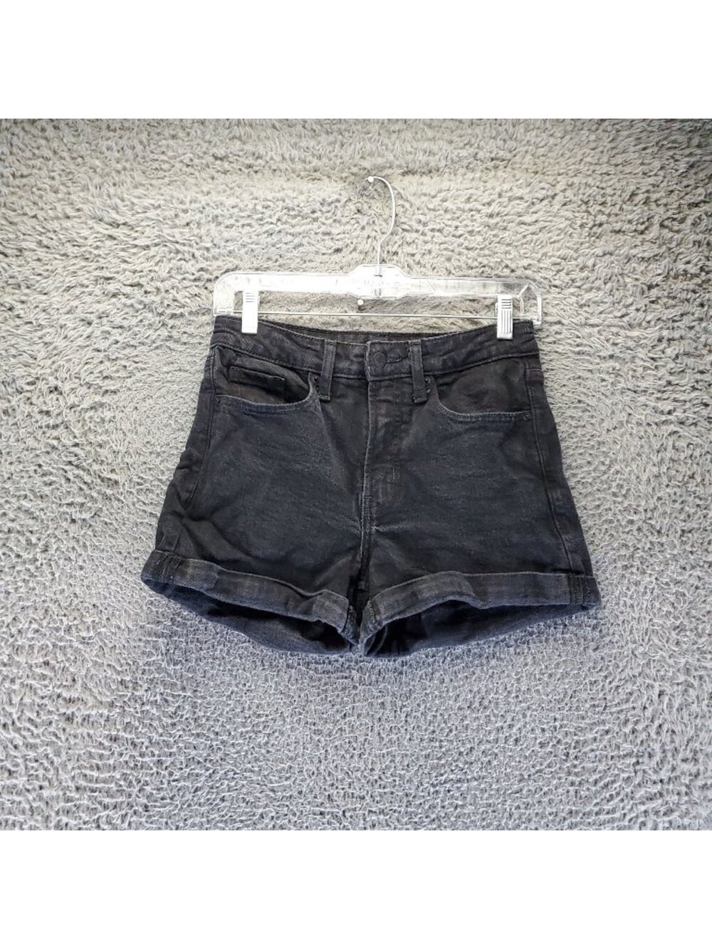 Old Navy Shorts Womens Size 4 Black O.G. Straight High-Rise Denim Cuffed Jorts